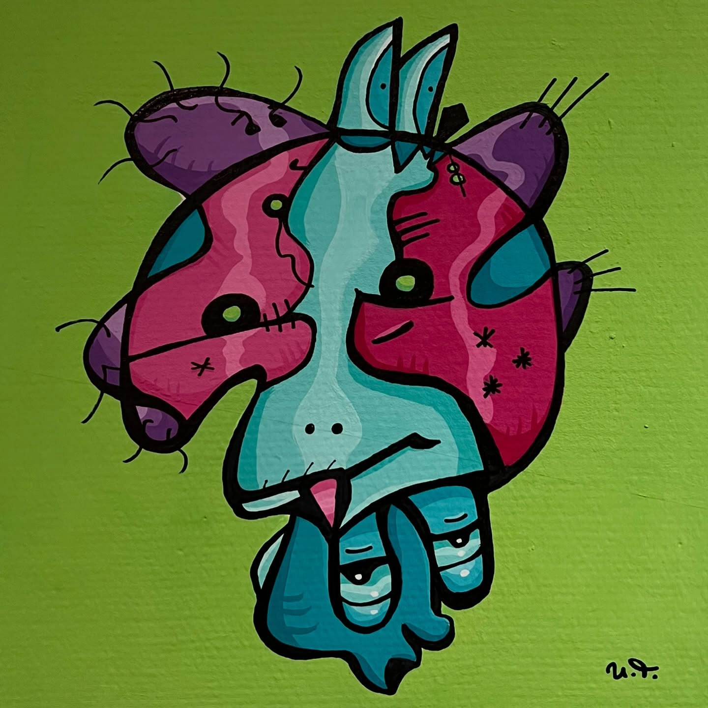 Colorful unicorn mushroom character artwork
